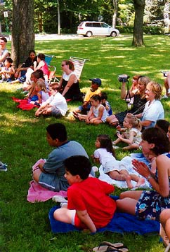 Blankets, towels and plenty of shade.   