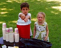 Liam and Katrina offer free refreshments.   