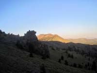 Rose Knob Peak lit up by setting sun